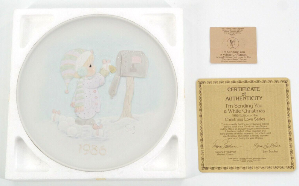 PLATE PRECIOUS MOMENTS 8.5" ~I'm Sending You A White Christmas 1986 EDITION